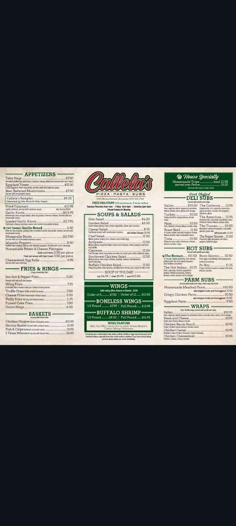 Callela's Pizza Pasta and Subs